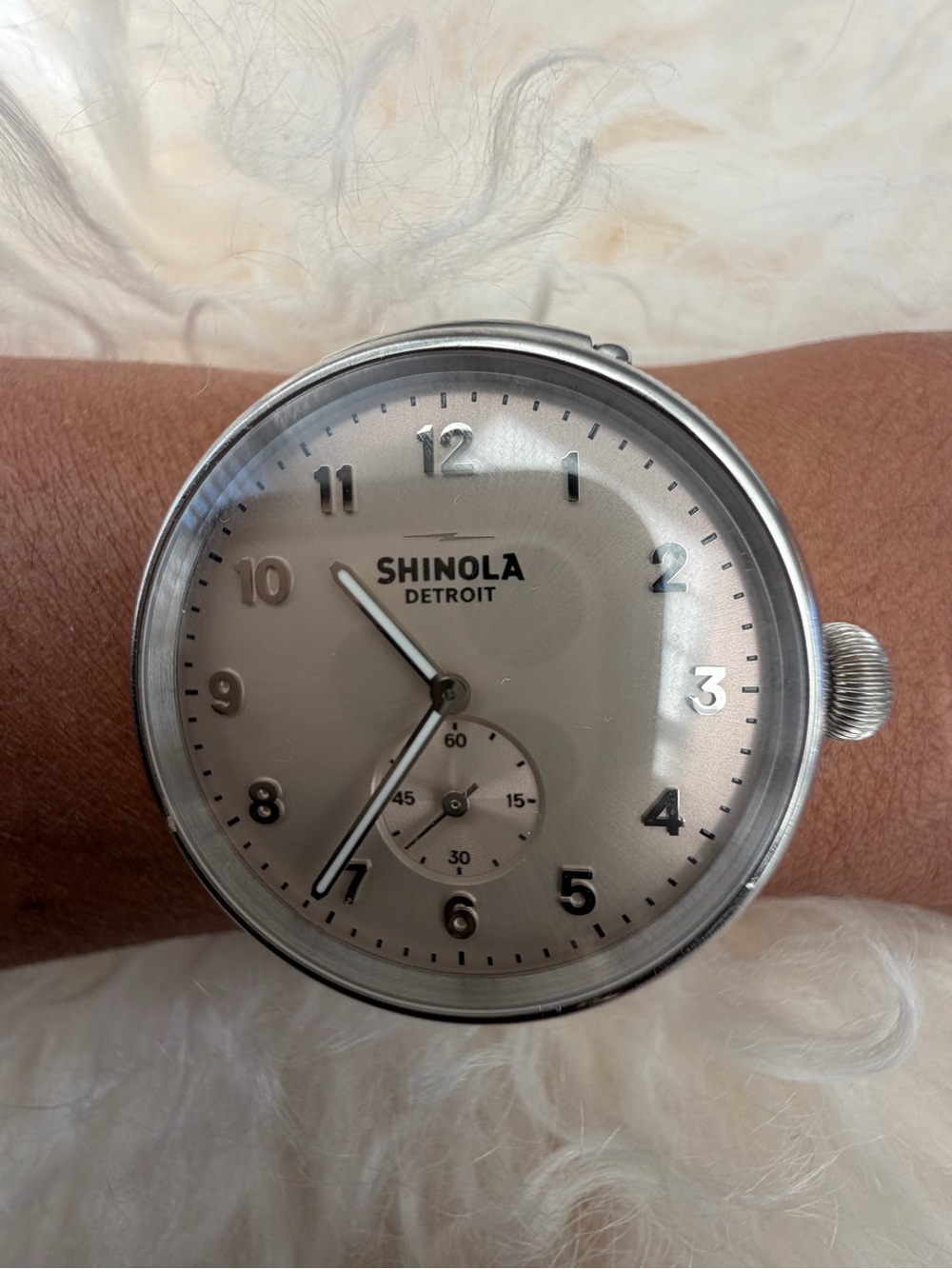 Shinola Silver Dial Men's Wristwatch with Black Numerals